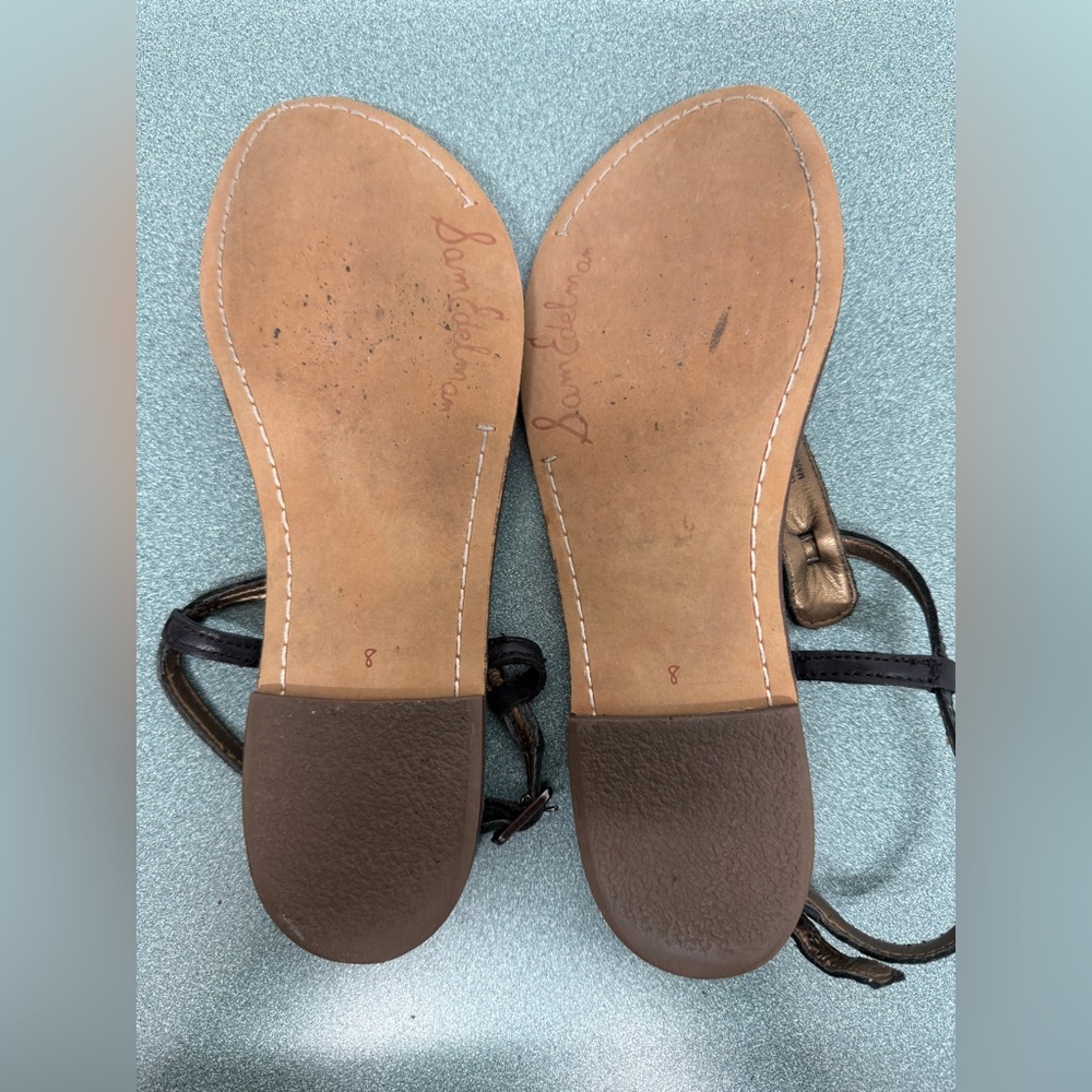 Sam Edelman “Gigi” Leather T-Strap Sandals Women’s 8 Black - Picture 10 of 10